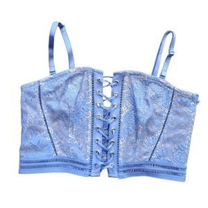 Victoria's Secret Bustier Bra Women's Medium Blue Lace Corset Very Sexy Unlined